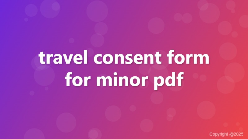 travel consent form for minor pdf